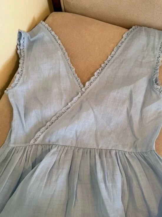 Doen Light Blue Embroidered V-Neck Midi Dress NWT perfect - Picture 11 of 14